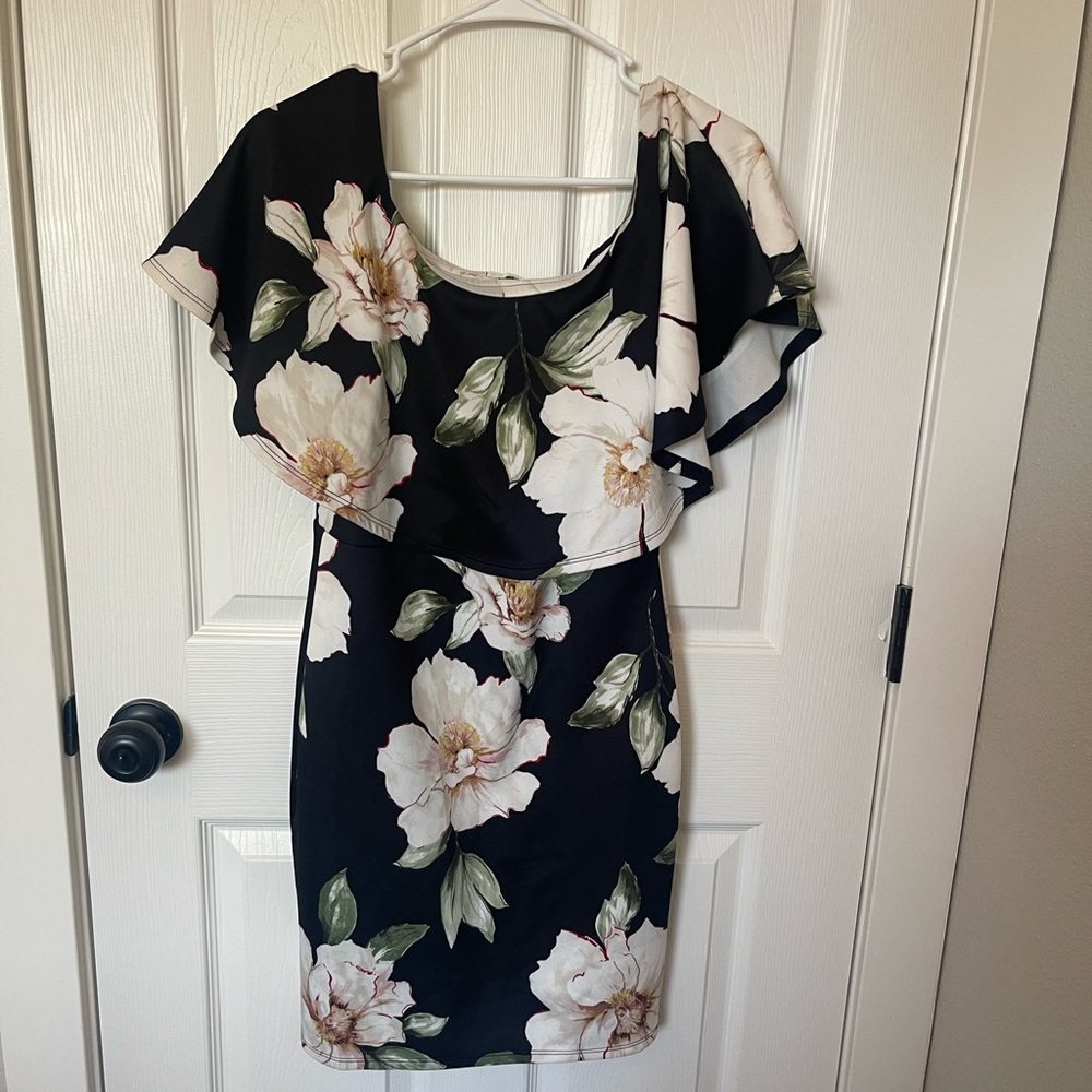 Pinkblush Cream and White Bodycon Dress with Scoop Neck
